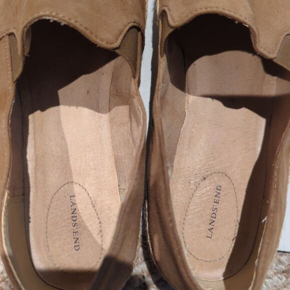 Lands End Lorel Espadrille Womens 7.5B Tan Suede Loafers Brown Slip On Beach - Picture 6 of 7